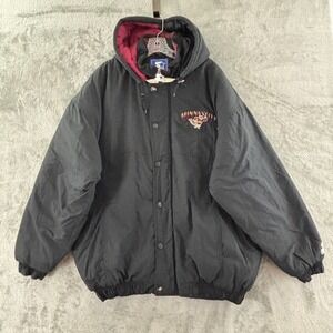 Vintage University of Minnesota Gophers Starter Coat XL Black Hooded Zip‎ Parka